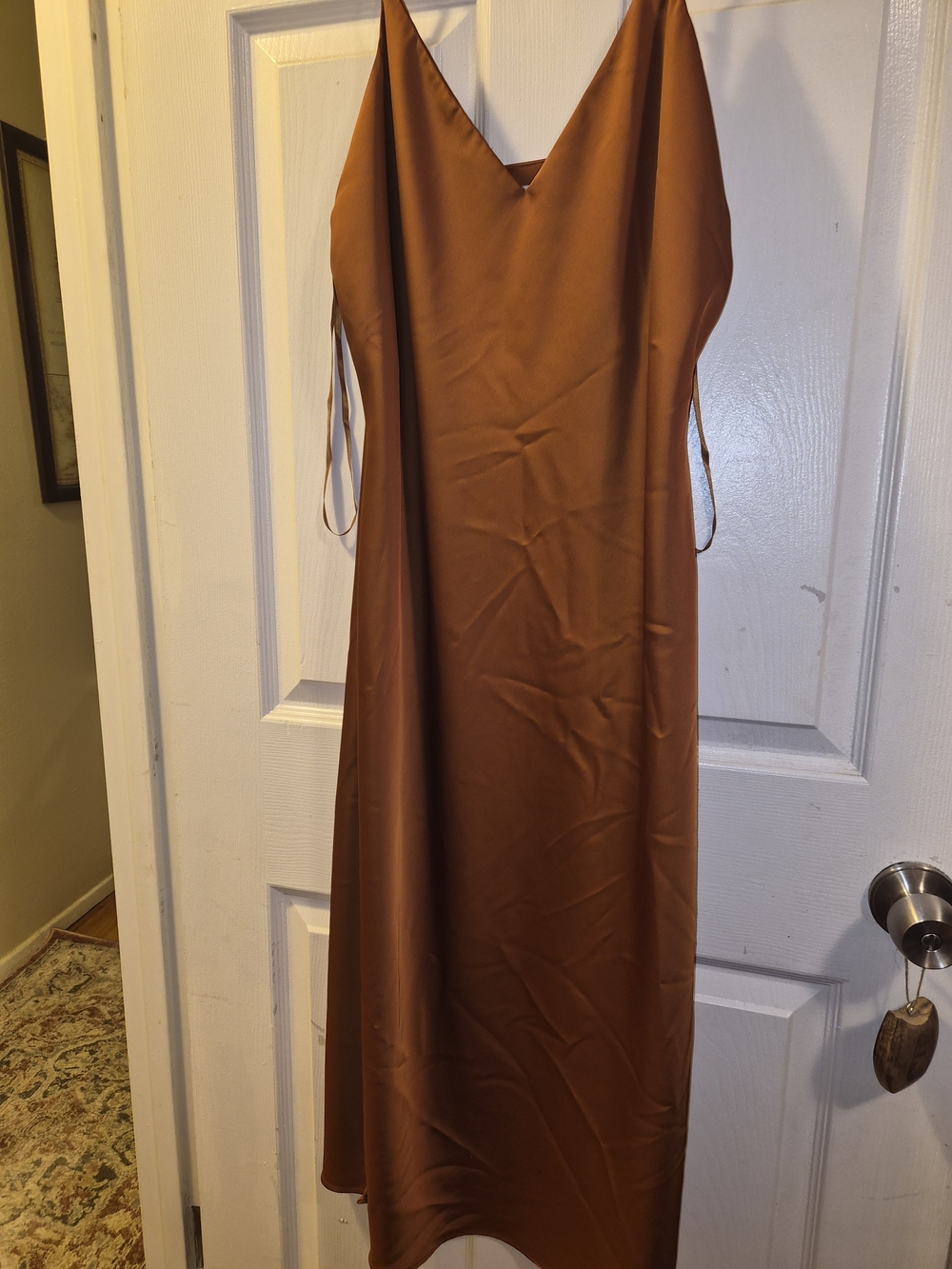 Gianni Bini Burnt Orange Satin Slip Midi Dress